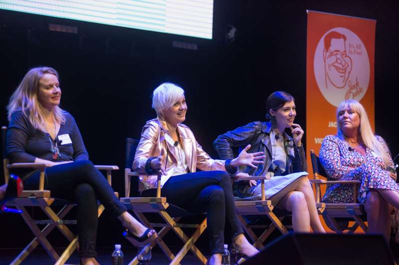 Panelist Kimmy Gatewood commenting on a question